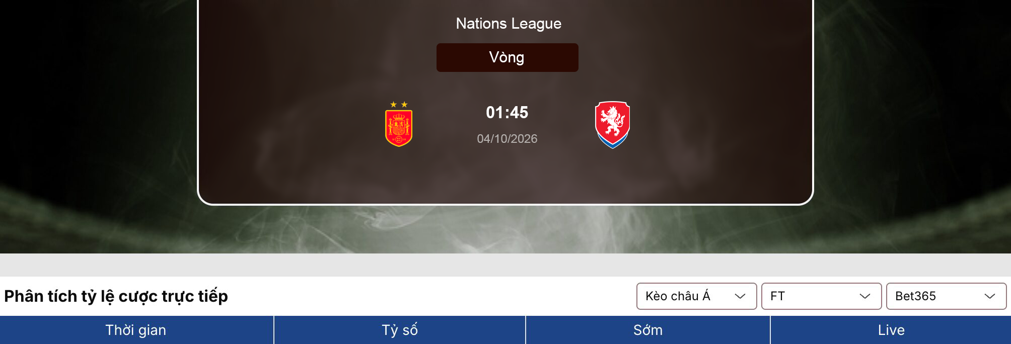 Kèo nhà cái: Tây Ban Nha vs CH Séc 1h45 ngày 4/10/2026 1 Kèo nhà cái
